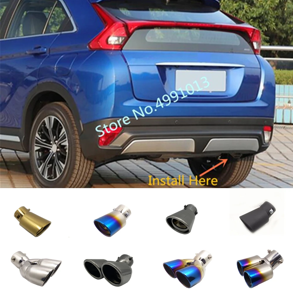 For Mitsubishi Eclipse Cross 2018 2019 Car Rear Back Cover Stainless Steel Muffler End Tail Pipe Dedicate Outlet Exhaust 1pcs