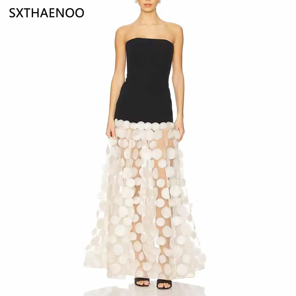 

SXTHAENOO 2025 Slimming Dresses For Women Slash Neck Sleeveless High Waist Temperament Long Dress Female Fashion Ropa De Mujer