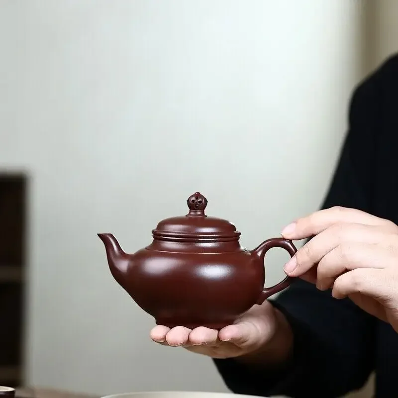 True Yixing Zisha Purple Grit Tea Pot Marked Purple Zhu Clay Master Pot 9 Holes
