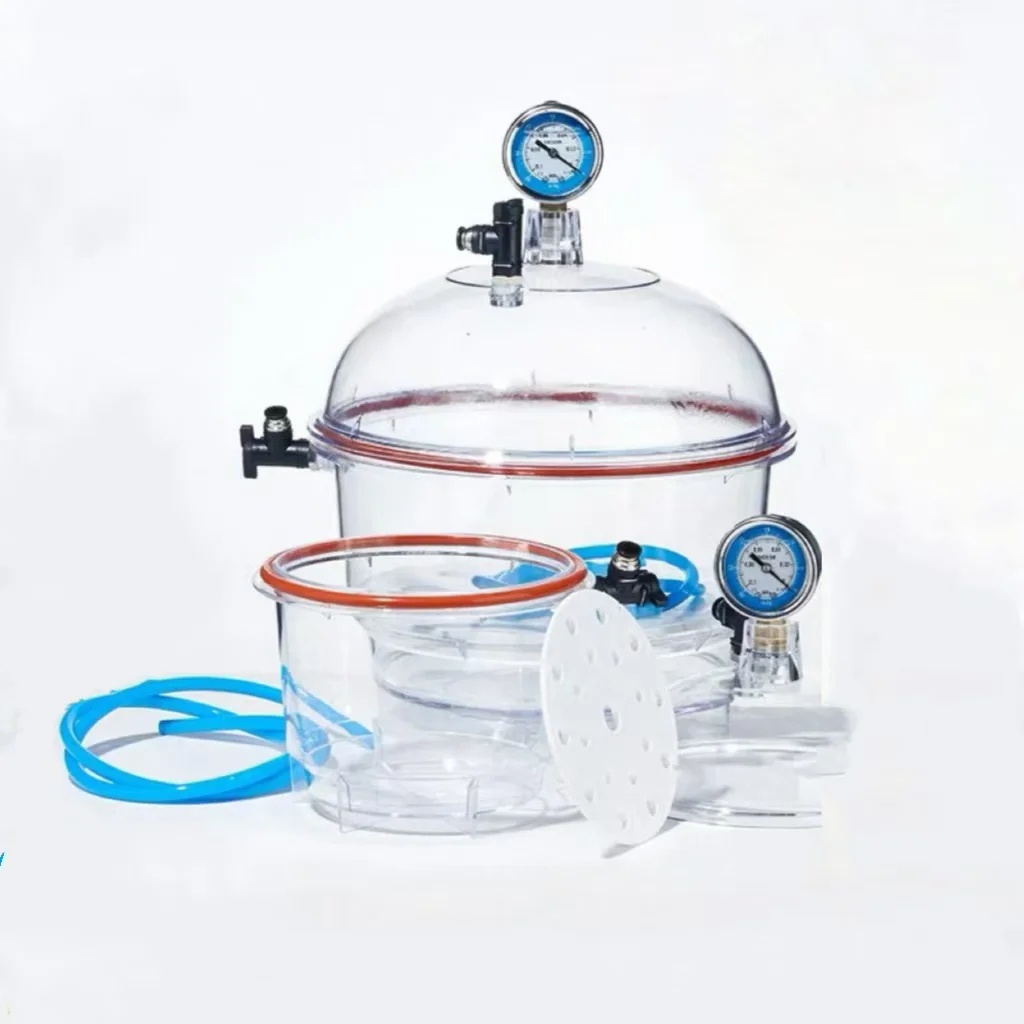 150MM Laboratory Plastic Vacuum Dryer Transparent Vacuum Drying Vessel Polycarbonate Storage Tank Ball Valve Pressure Gauge