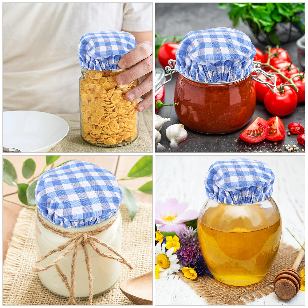 5 قطعة جرة العجين المخمر يغطي قابلة لإعادة الاستخدام القماش الزجاج جرة غطاء الخبز التخمير غطاء المطبخ واسعة الفم تعليب تخزين قبعات #5