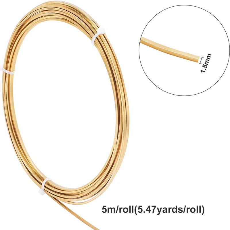 15 Gauge 6meters Square Copper Wire Half Hard Gold Brass Wire for Jewelry Beading Craft Work