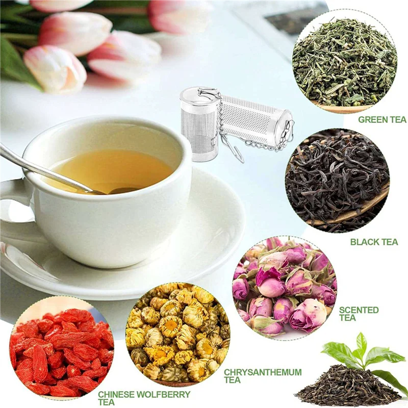 

A7THK-8PCS Tea Infusers For Loose Tea,Tea Filter With Lid,Stainless Steel Tea Strainer With Chain Hook,Large Tea Strainer Ball
