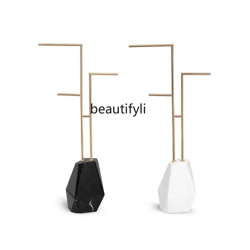 

zqBathroom Towel Rack Nordic Marble Creative Minimalist Stainless Steel Model Room Bedroom Hanger