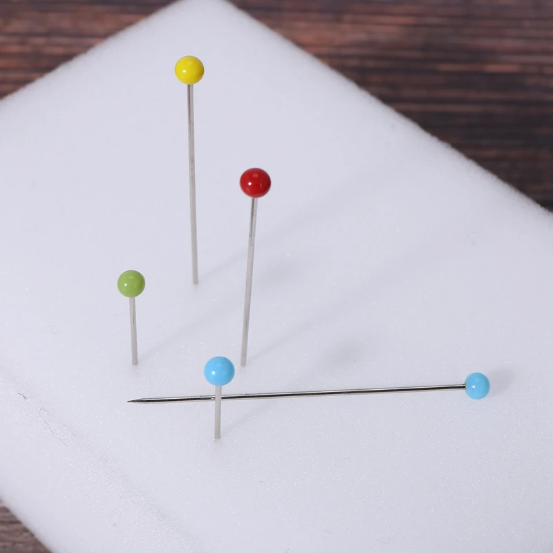 Pinos acolchoados retos para costureira, bola de costura, cabeça de vidro, decoração de jóias