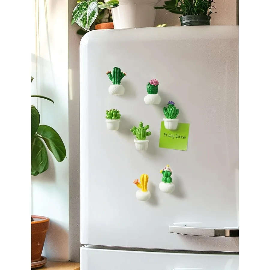 Cactus Fridge Magnets Cute Refrigerator Magnets 3D Plant Decorative Magnets for Office Kitchen Locker 8PCS