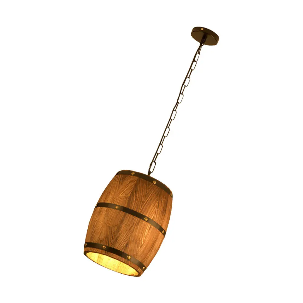 

1Set Retro Industrial Style Wooden Bucket Chandelier Adjustable Hanging Light Rustic Ceiling Lamp Home Decoration Lighting