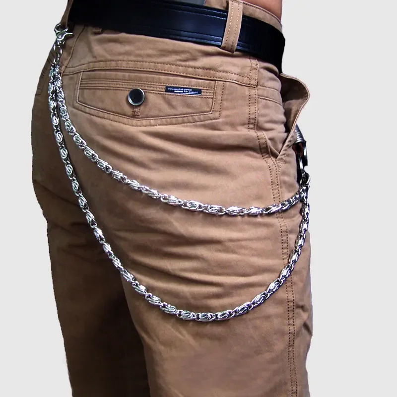 Hip Hop Long Trousers Hipster Keychains Punk Street Big Ring Metal Wallet Belt Chain Pant Keychain Unisex Self defense Chain