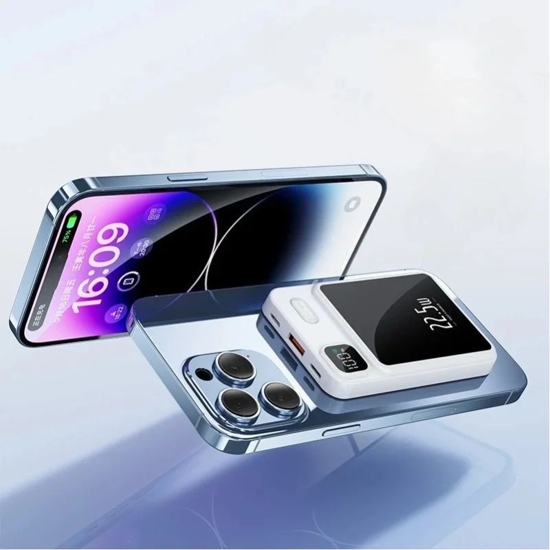 Magnetyczny power bank 10000mAh 22.5W PD z szybkim ładowaniem, przenośna ładowarka z klipsem na plecy, kieszonkowy zewnętrzny akumulator do iPhone'a, Samsunga, telefonów z systemem Android. — 2