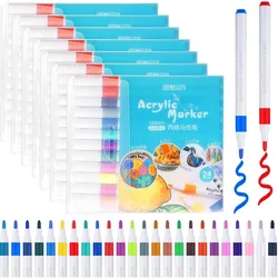 12/24/36 Colors Acrylic Paint Pens Medium Tip 8 Sets Markers for Pumpkin Rock Wood Canvas Ceramic Glass Metal DIY Crafts Gifts