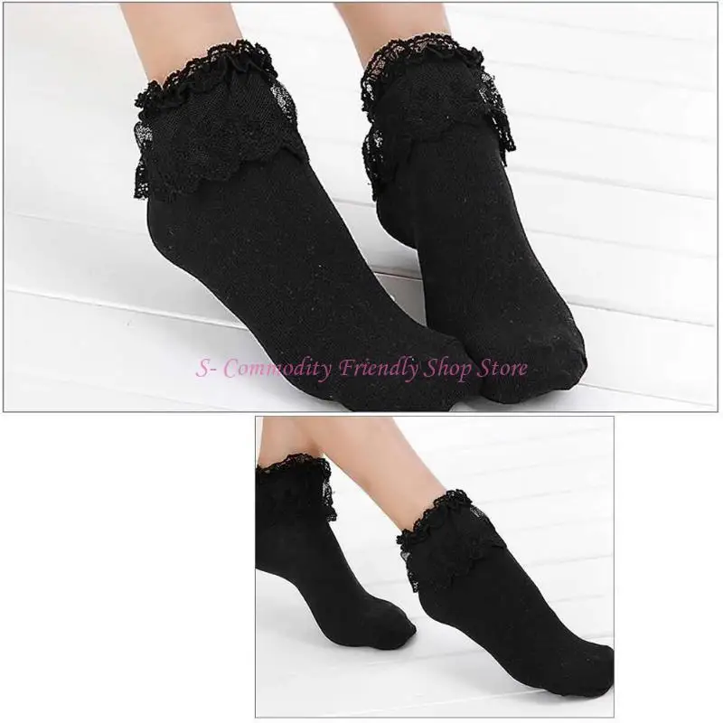 

85AE Princess Girl Sweet Women Ladies Vintage Lace Ruffle Frilly Ankle Socks New