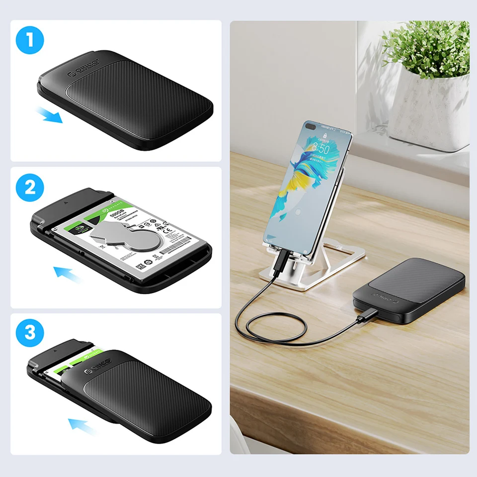 ORICO 2.5" Inch SATA SSD External Case USB 3.0 HDD Drive Enclosure Type C 5Gbps 6Gbps USB3.0 Hard Disk Storage Box Cover Housing