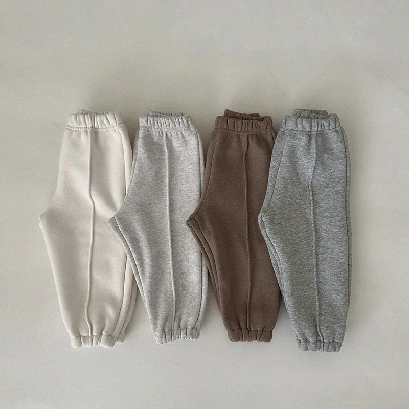 

2025 Autumn New Baby Solid Sweat Pants Infant Girl Fleece Casual Pants Toddler Boys Warm Trousers Loose Children Clothes
