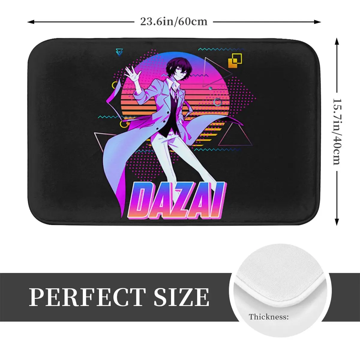 Dazai Retro Style Bungo Stray Dogs Anime Doormat Dust-proo Carpet Rug Kitchen Entrance Home Floor Mat for Balcony Footpad Mats