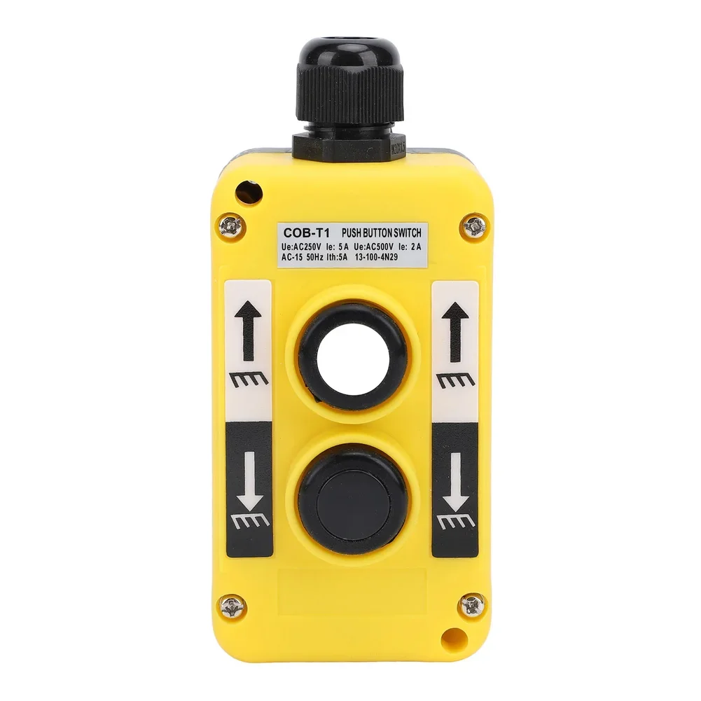 COB-T1 T2 T3 Push Button Switch IP68 Waterproof For Industrial Crane Motor Lifting Control Box Yellow ABS