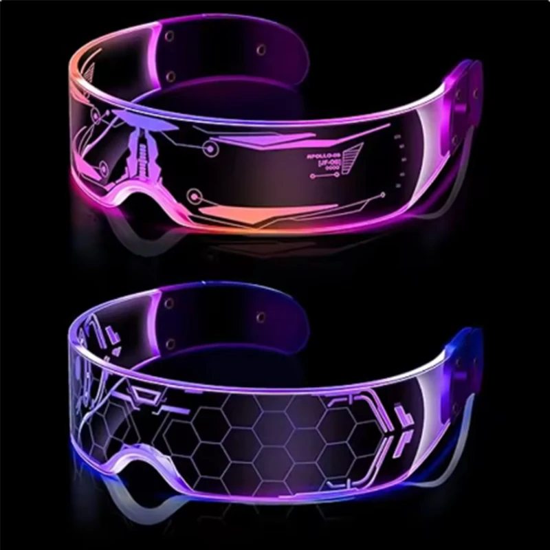 

LED Luminous Futurist Cyberpunk Glasses LED Light Up Glasses cool cyberpunk glasses for man women cospaly supplies