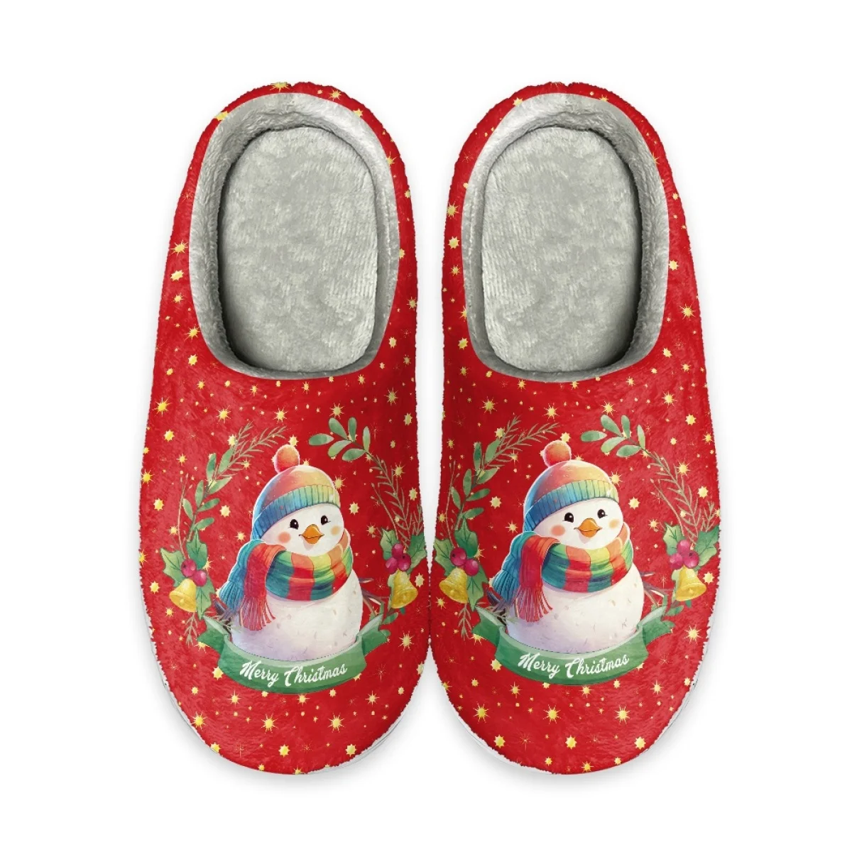 Shoes for Women Cute Snowman Indoor Warm Custom Cozy Women Shoes Anti-slip Flannel Slippers Christmas zapatos mujer verano 2023