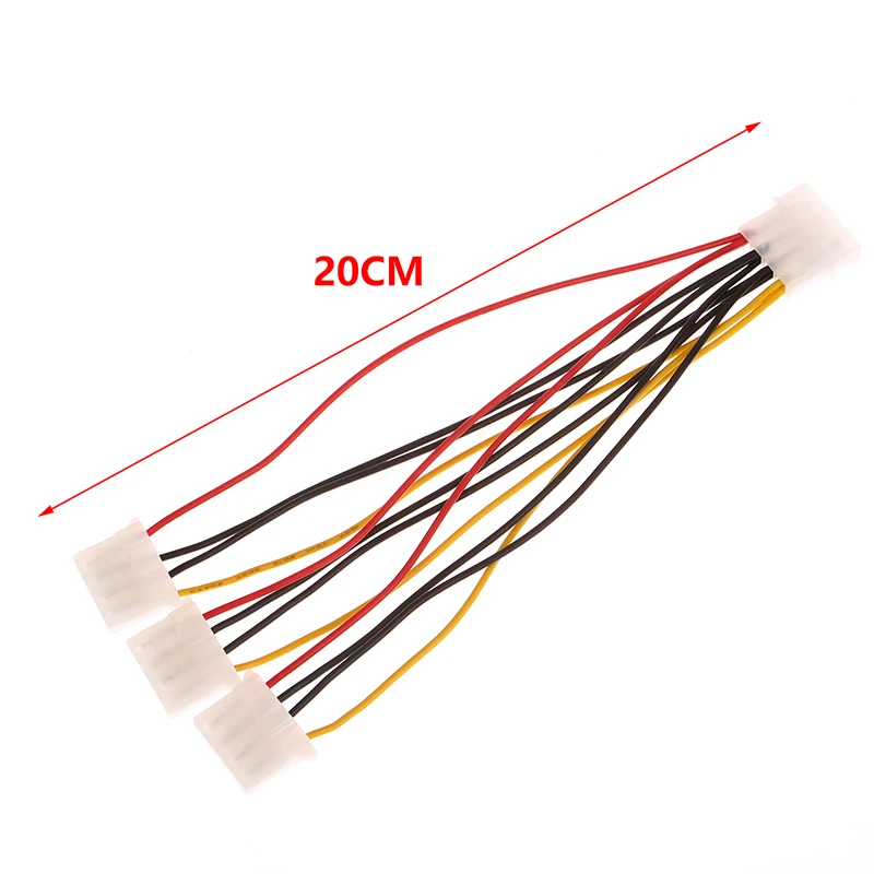 Wysokiej jakości 4-pinowy kabel przejściowy Molex męski na 3-portowy kabel zasilający Molex IDE żeński 20CM Kable zasilające IDE