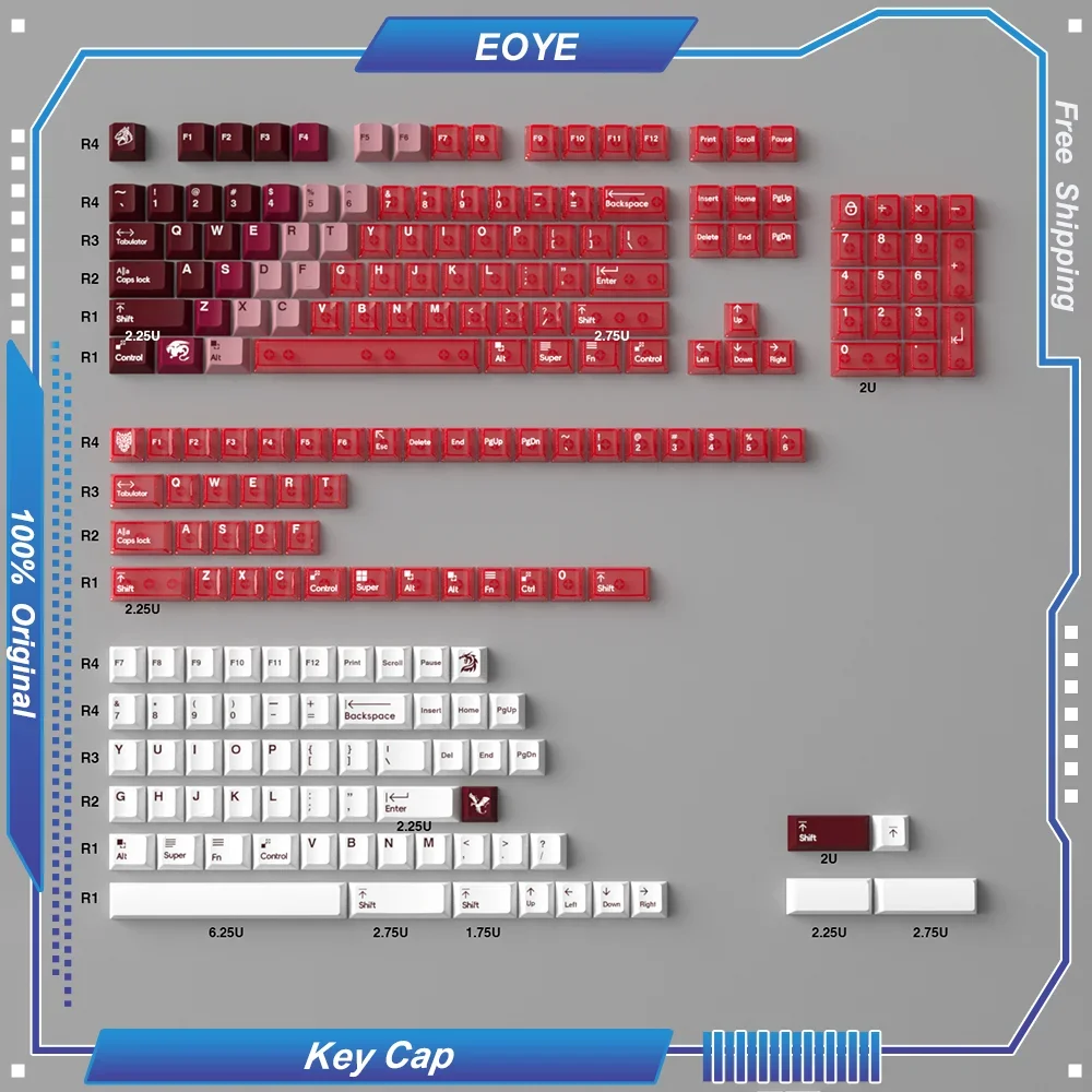 

207 шт., колпачок для клавиш PBT + PC, 5-сторонняя термосублимация, вишневый профиль, постепенная печать для механической клавиатуры, изготовленная на заказ горячая замена, сделай сам