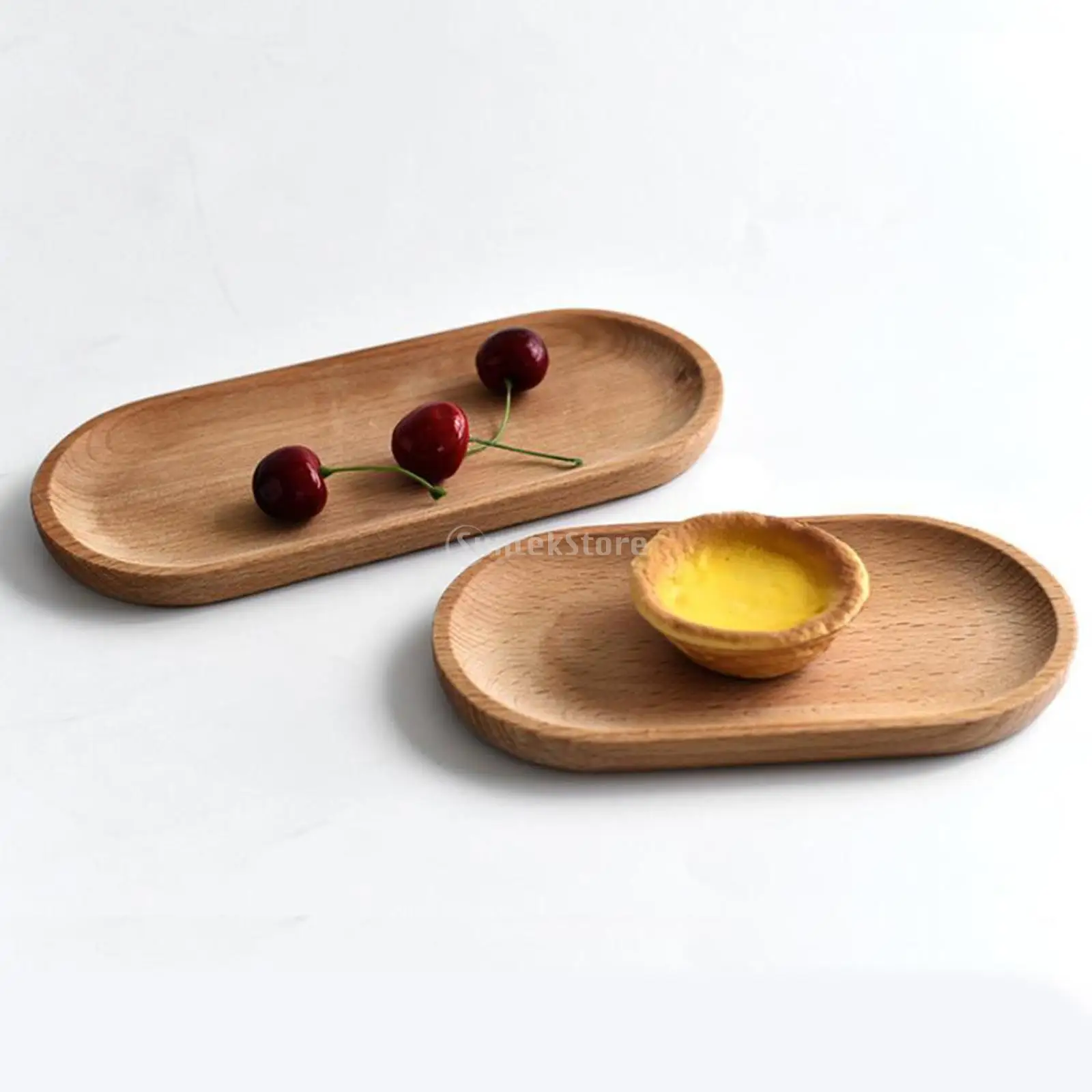 Japanese Style Food Oval Plate Wooden Serving Tray Tea Cup Saucer Trays Fruit Plate Storage Pallet Plate Kitchen Table Decor