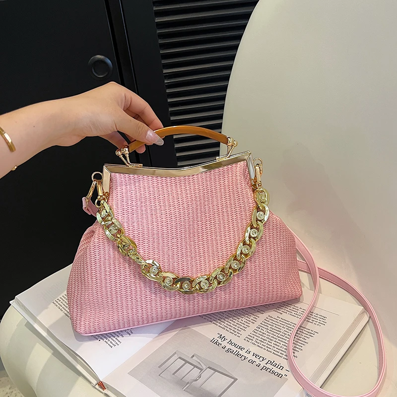 

fashion female shoulder bag chain crossbody bag for women Metal frame knit Sparkly PROM women messenger bag Girl handbag purse