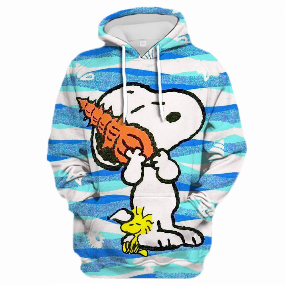 

Snoopy Kawaii Cartoon Print Hoodie for Women Soft Casual Loose Sportwear Female Sweatshirt Warm Fleece Ladies Clothes 2024