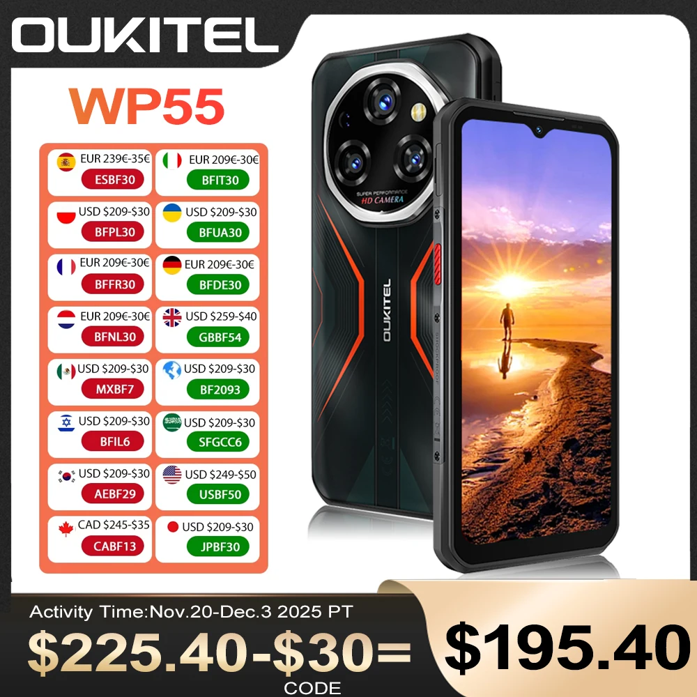 العرض العالمي الأول OUKITEL WP55 5G هواتف متينة 6.6 بوصة FHD + 12GB + 256GB 108MP كاميرا خلفية أندرويد 15 هاتف ذكي MTK الأبعاد 7025 #1