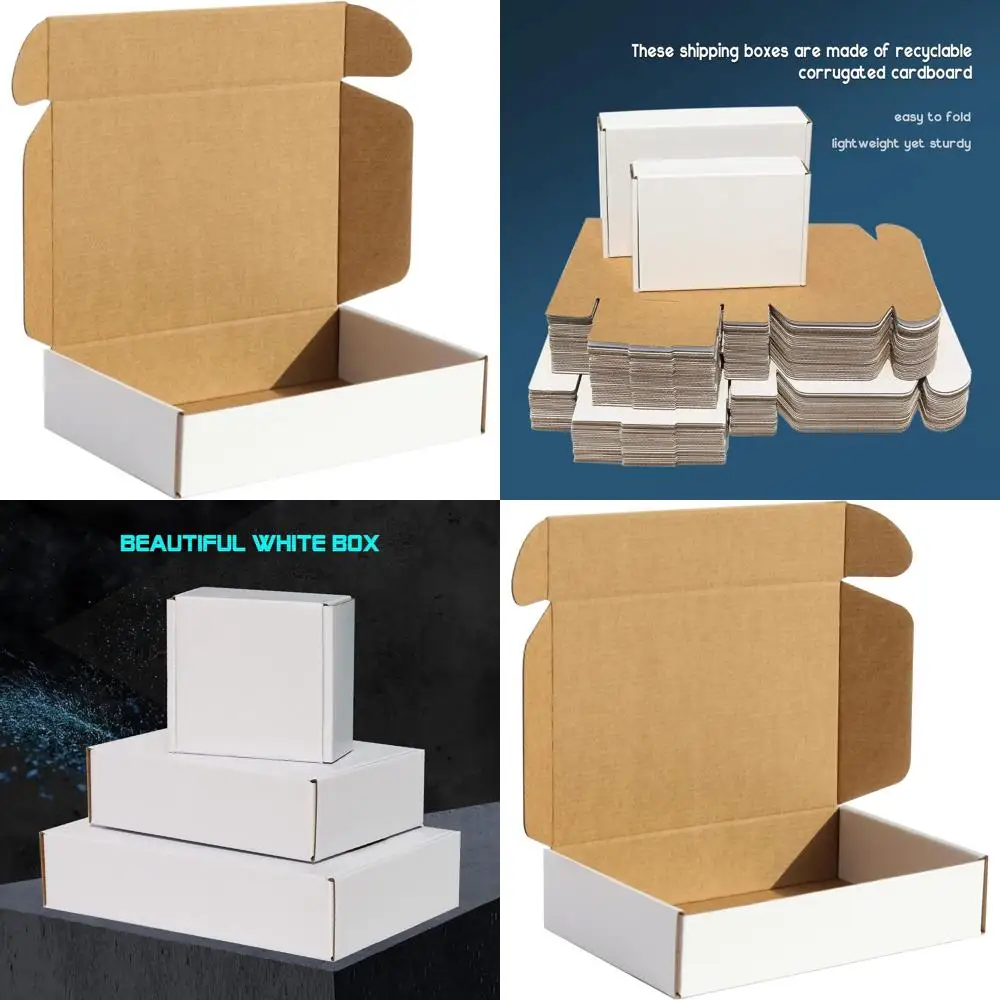 

Картонные коробки для отправки почтой, 9x6x2 дюйма, белые, гофрированные, 100 штук в упаковке, экологичные, пригодные для переработки, для почтовых отправлений, упаковки, переездов
