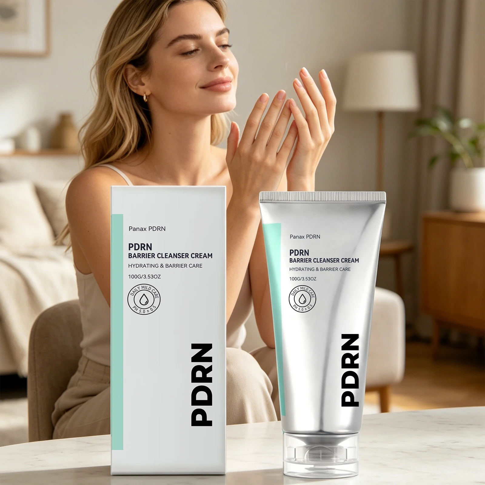 PDRN Cleanser Cream Balance Skin pH Deep Nourish & Clean Facial Pores Lightweight Oil Control No Tight Feeling Facial Wash Cream