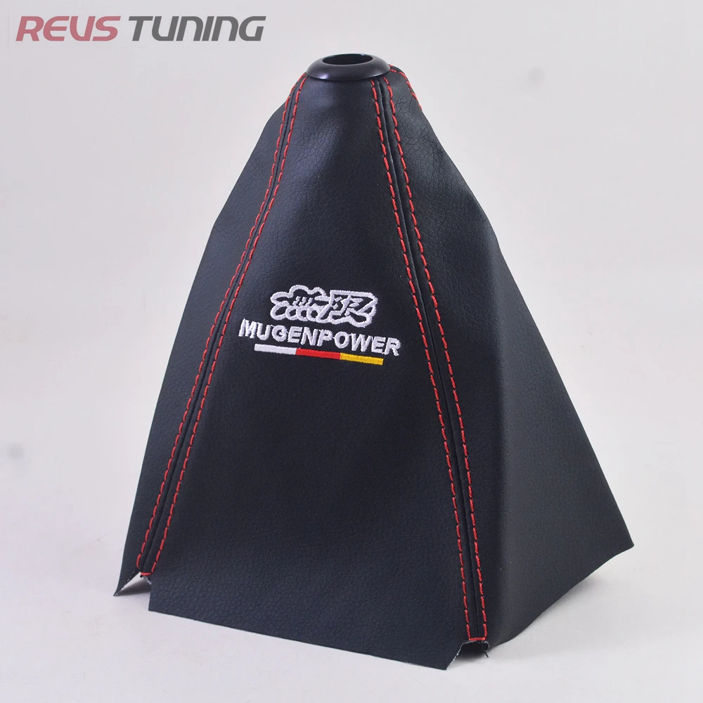 PU Universal JDM Type Mugen Ralliart Spoon Nismo Racing Red Stitch Car Gear Shift Boot Collar Gaiter Shifter Lever Dust Cover