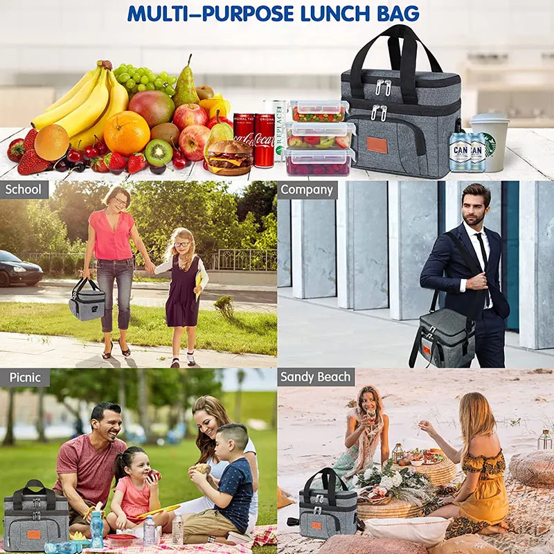 Bolsas de almuerzo de 10L/24L, bolsa de congelador aislada, bolsa de refrigerador térmico, bolsas de Picnic de Camping, capacidad a prueba de fugas, bolsa de almacenamiento de alimentos