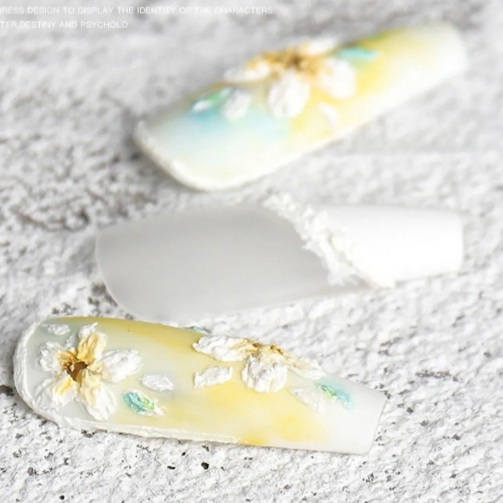 

DIY Flowers Painting 3D Modeling Gel No Need Top Coat Micro Carved Gypsum Gel Solid 5D Sculpture Embossed Design