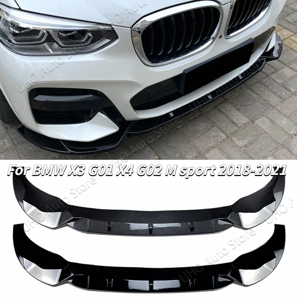 Car Front Bumper Splitter Lip Spoiler For BMW X3 G01 X4 G02 M Pack 2018 2019 2020 2021 Tuning Diffuser Guard Body Kit Cover