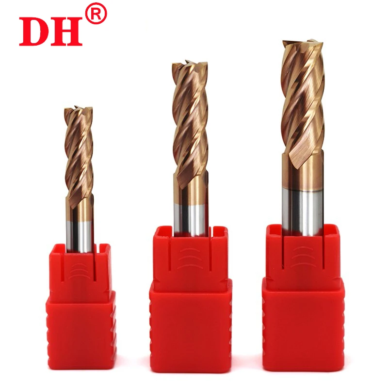 HRC55 4-Flute Milling Cutter Tungsten Steel Carbide Coating Flat End Mill For CNC Mechanical Machining lengthen Endmills Tools