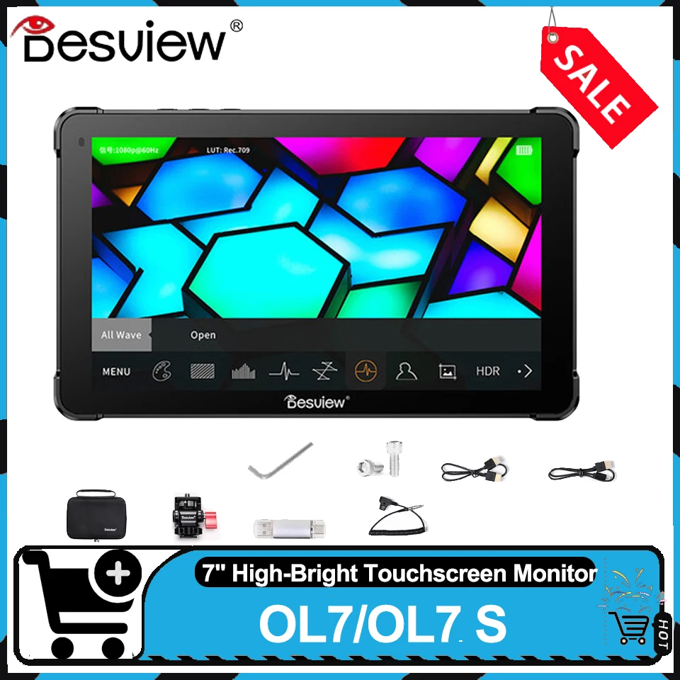 

Desview OL7/OL7S 7-дюймовый OLED-яркий сенсорный экран HDMI-накамерный монитор 1200 нит 1920*1080 10-битный цвет для создания Vodeo