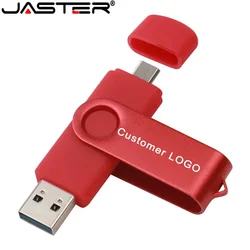 JASTER 고속 USB 플래시 드라이브 OTG 펜 드라이브, 64GB 32GB USB 스틱, 16GB 회전식 펜 드라이브, 안드로이드 마이크로 PC 비즈니스 선물