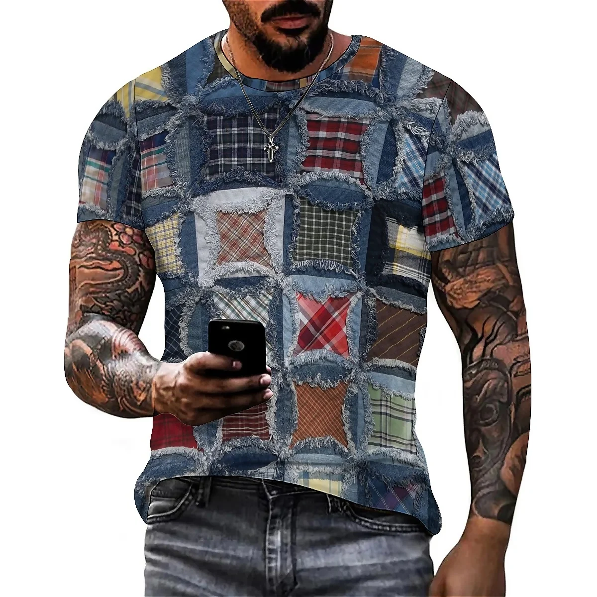 

Breathable & Quick-Drying Rainbow Print Men's 3D Printed Short-Sleeve T-Shirt - Crew Neck Casual Top