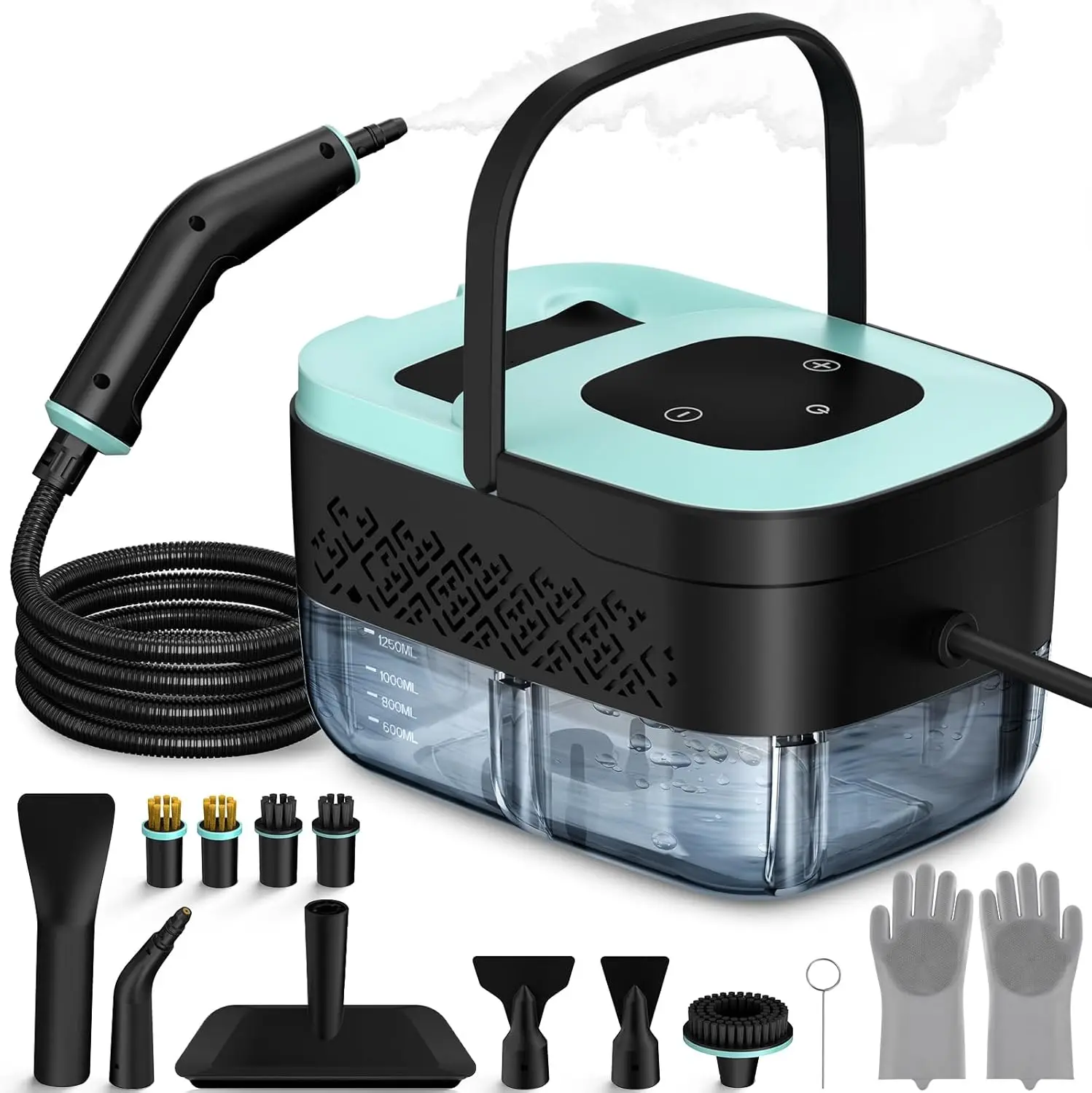 

Portable Steam Cleaner with 15 Accessories, 6-Level Adjustable, 15s Heat-Up for Home, Tile, Car Detailing - Green