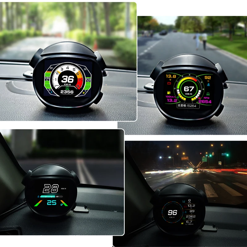 K10 Car Head-up Display HUD Vehicle OBD Instrument Turbine Table Tachometer Oil&Water Temperature Speed Display Car Accessories