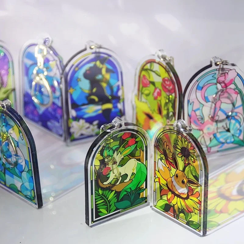 พวงกุญแจอะคริลิคอะนิเมะ อีวุยลูชั่น ลีฟีออน ซิลเวียน เอสเปียน กลาเซียน เฟลเรียน อีวุย ไอบราฮิโมวิช'ส การ์เด้น พร้อมจี้หน้าต่างสี