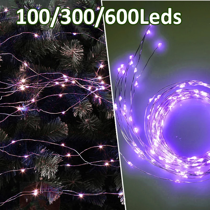 600LED 2M Silver Cable Fairy String Lights Outdoor Branch Waterfall Halloween Light Garden Christmas Tree Wedding New Year Decor