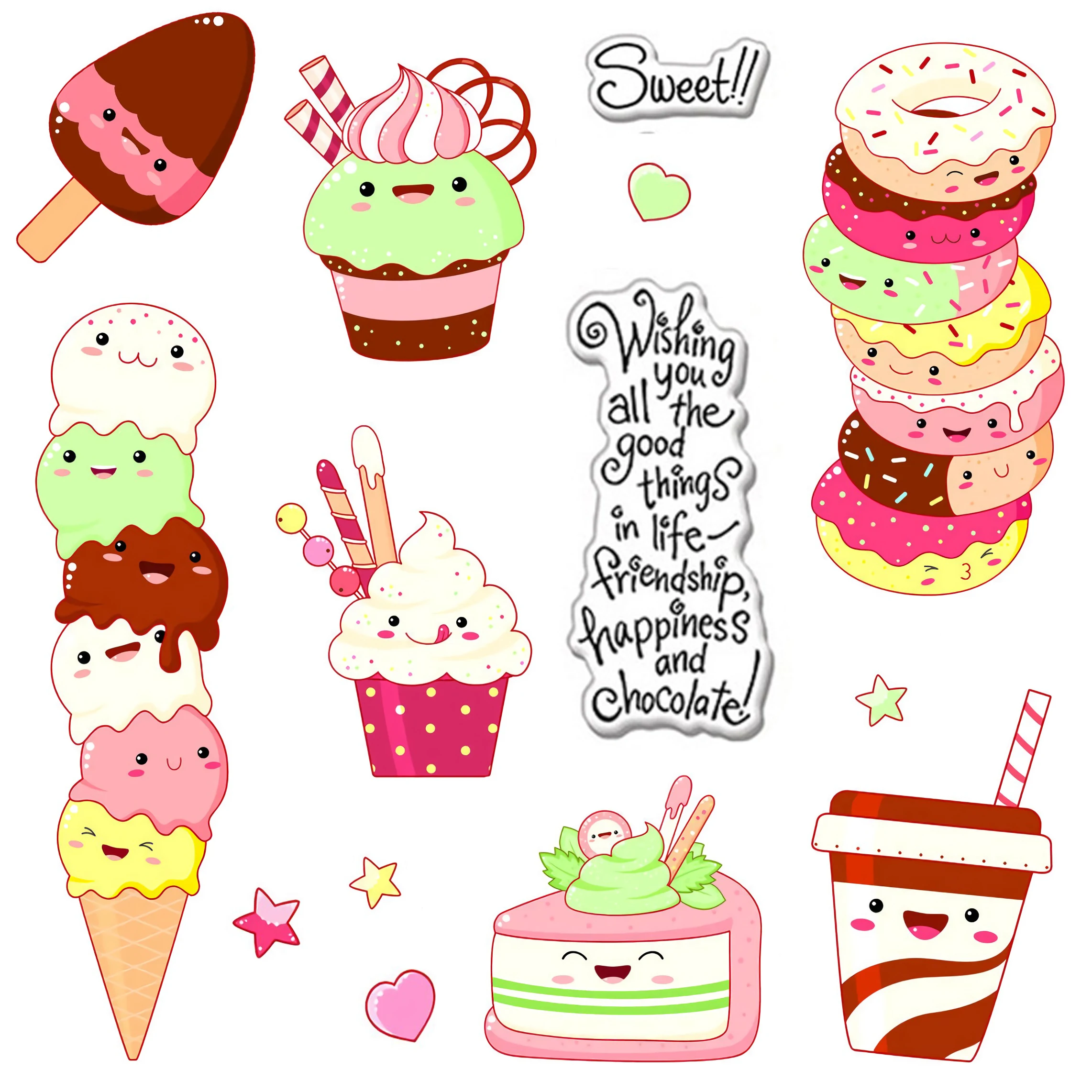 Delicious Ice Cream | Donuts Clear Stamps and Cutting Dies For DIY Scrapbooking/Card Making/Album Decorative Fun Crafts Cut Die