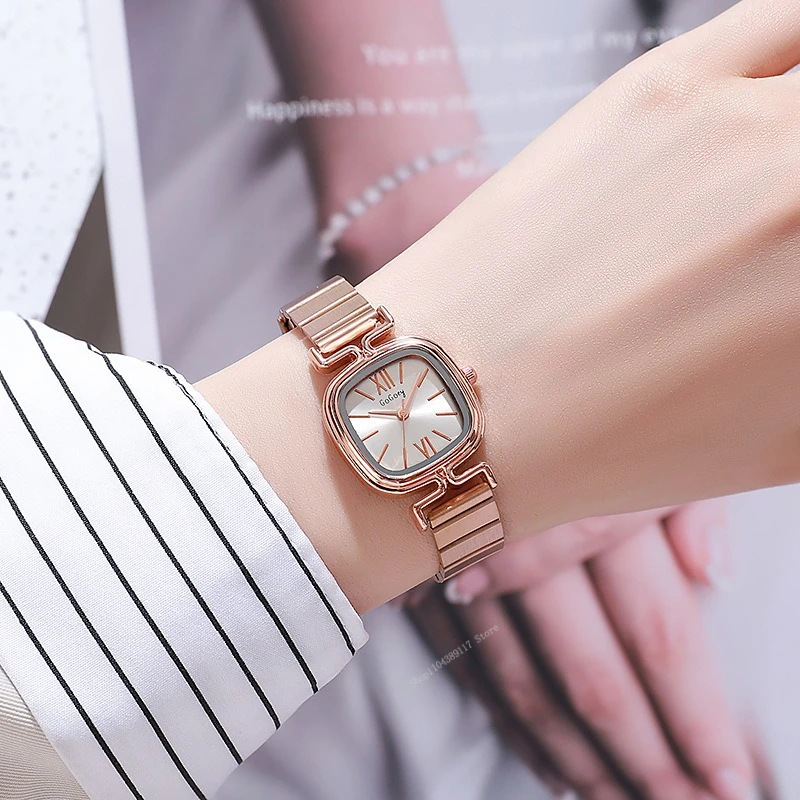 ساعة نسائية بسيطة بحزام من الفولاذ المقاوم للصدأ ساعات كوارتز للسيدات شحن مباشر مربع ساعة يد Relojes Para Mujer