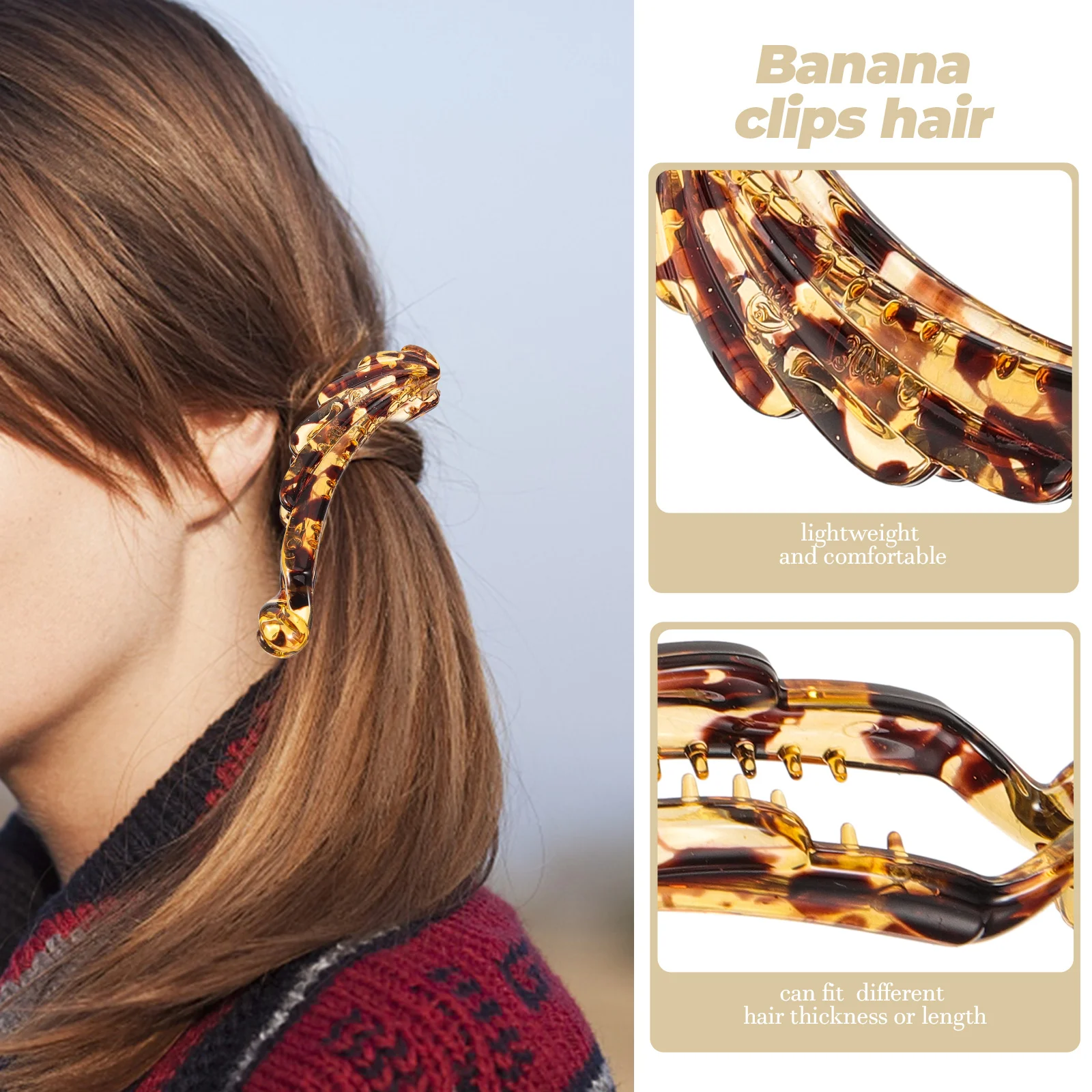 

4pcs Hair Clips Banana Vertical Curly Accessories Women Deep Coffee Blue Transparent Points Vintage Stylish Comfortable Thick