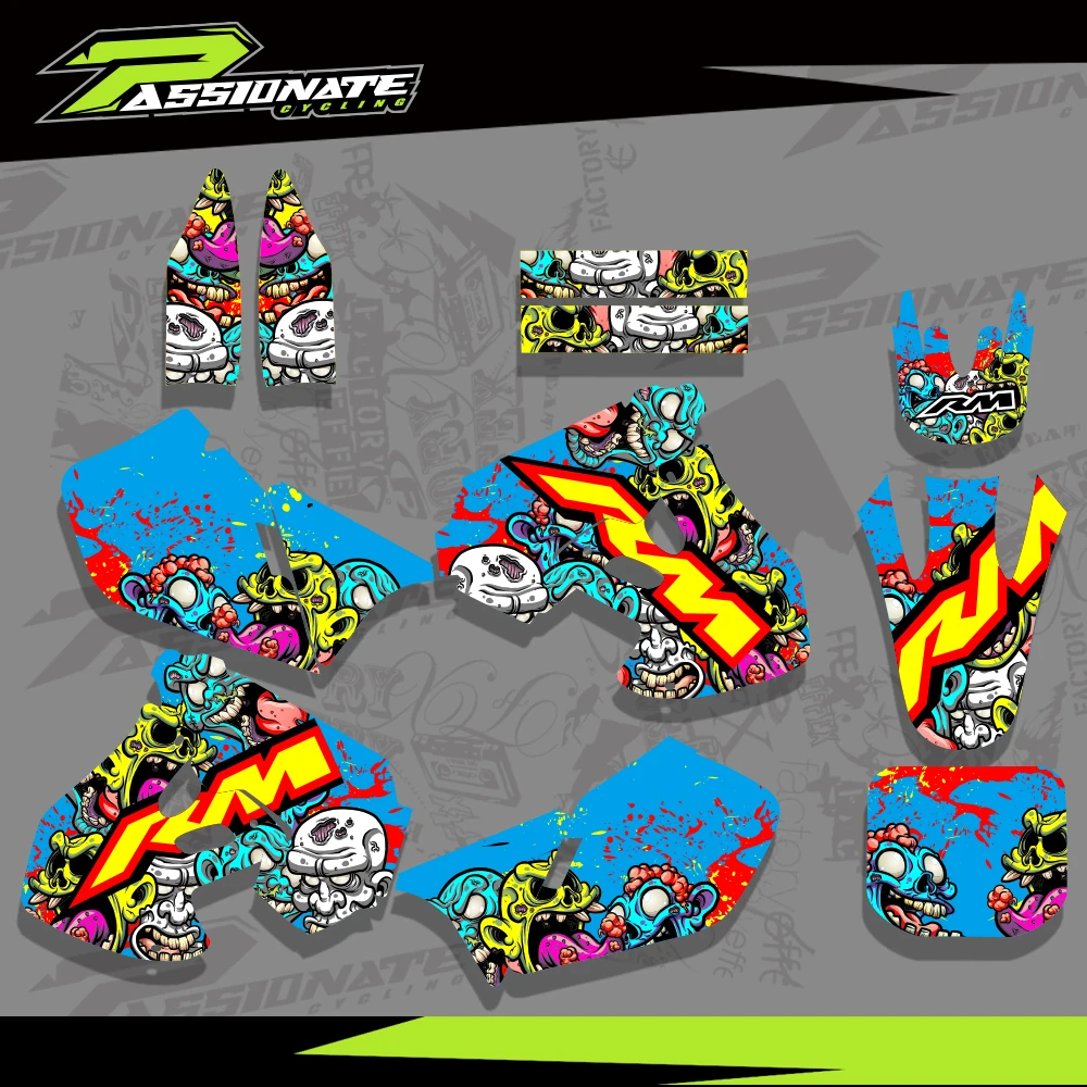 For SUZUKI RM125 RM250 RM 125 RM 250 1999 2000 Graphics Decals Stickers Motorcycle Background Custom Number Name