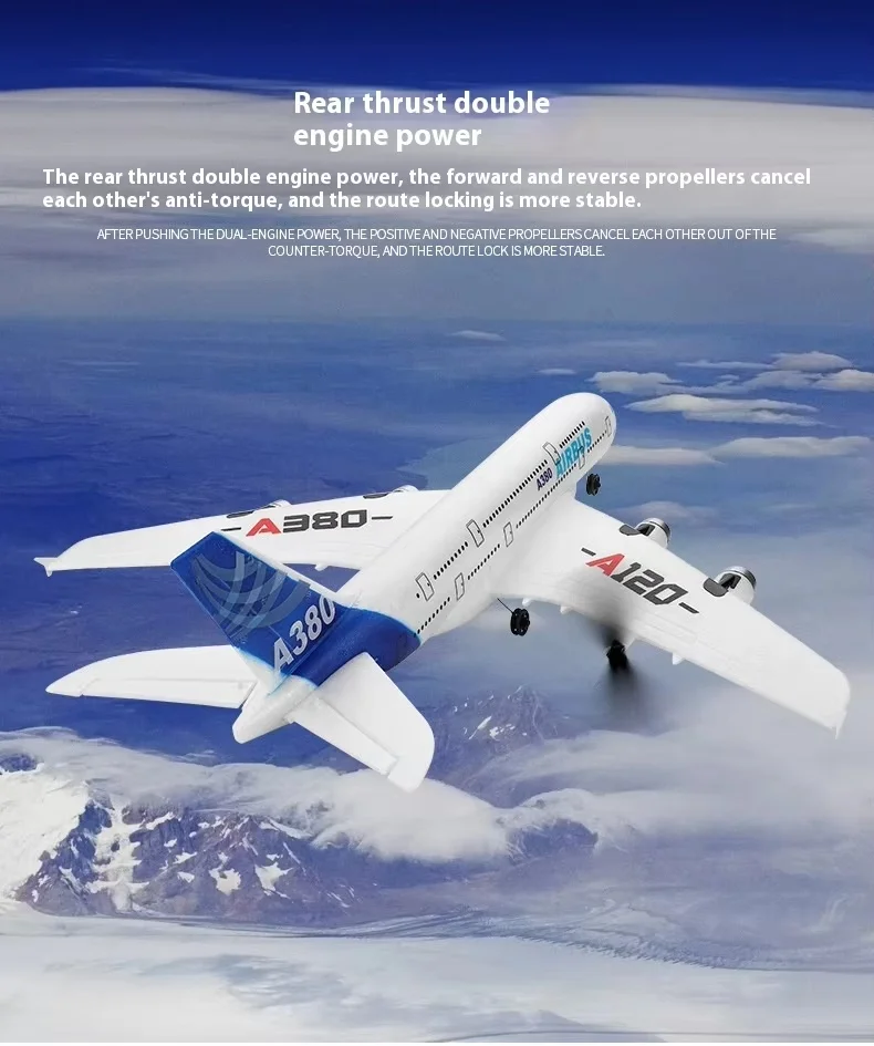 Weili Remote-Controlled Aircraft  A380 Aviation Xka120 Airbus Model Remote-Controlled Fixed Wing Glider Youth Toy Gift