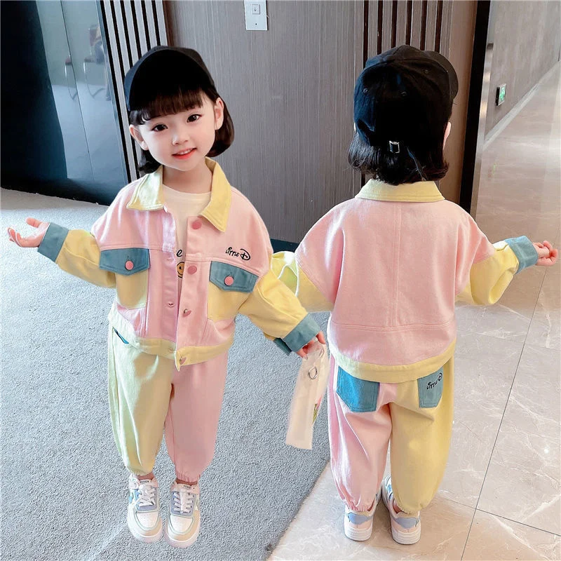 Girls Suit Coat+Pants Cotton 2Pcs/Sets 2023 Cardigan Spring Autumn Outfits Sports Sets Kid Tracksuit Uniforms Children Clothing