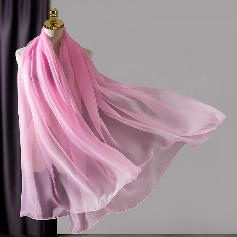 Korean Solid Transparent Chiffon Travel Holiday Beach Towel Sunscreen Shawl Female Summer Air Conditioning Ice Silk Scarf M10