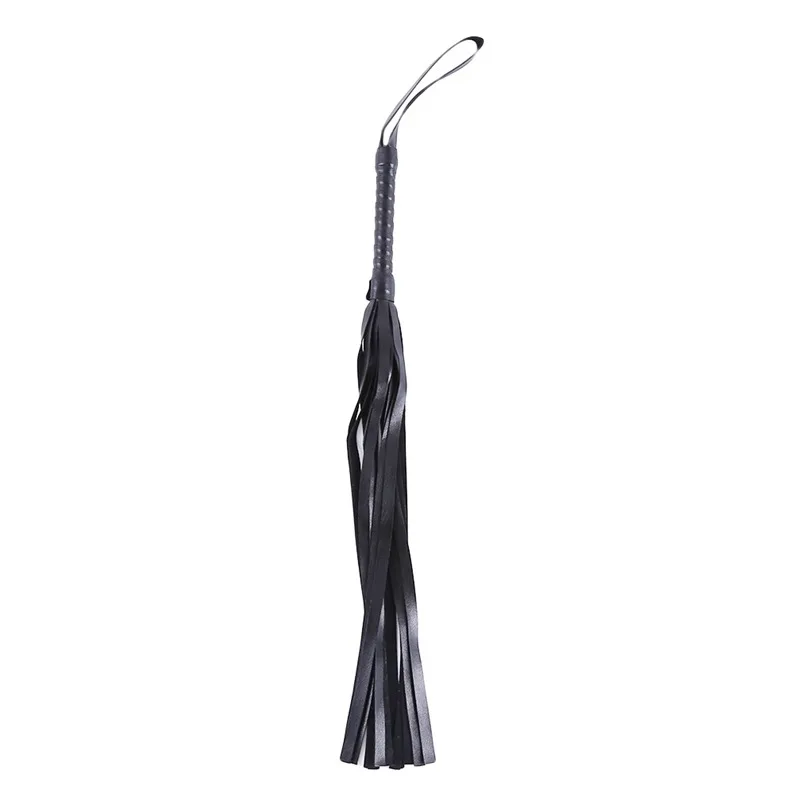 High Quality Pu Leather Pimp Whip Racing Riding Crop Party Flogger Hand Cuffs Queen Black Horse Riding Whip Sports Horsewhip