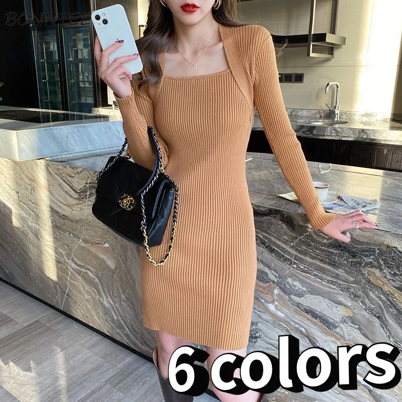 Dresses Women Solid Simple 6 Colors All-match Creativity Tender Young Korean Style Basic Vintage Daily Stylish Casual Attractive